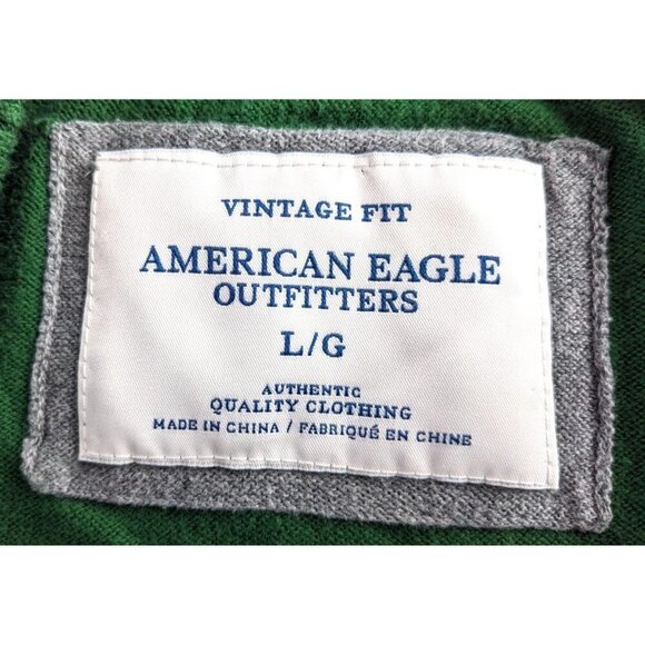 AMERICAN EAGLE Forest Green V-Neck Sweater 100% Cotton Vintage Fit Size L - Picture 3 of 7